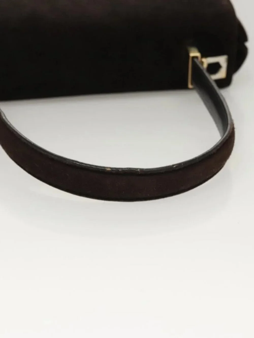 Salvatore Ferragamo Gancini Hand Bag Suede 2way Black Gold Auth BA2414 - Picture 8 of 16